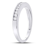 14kt White Gold Womens Round Diamond Wedding Channel Set Band 1/4 Cttw