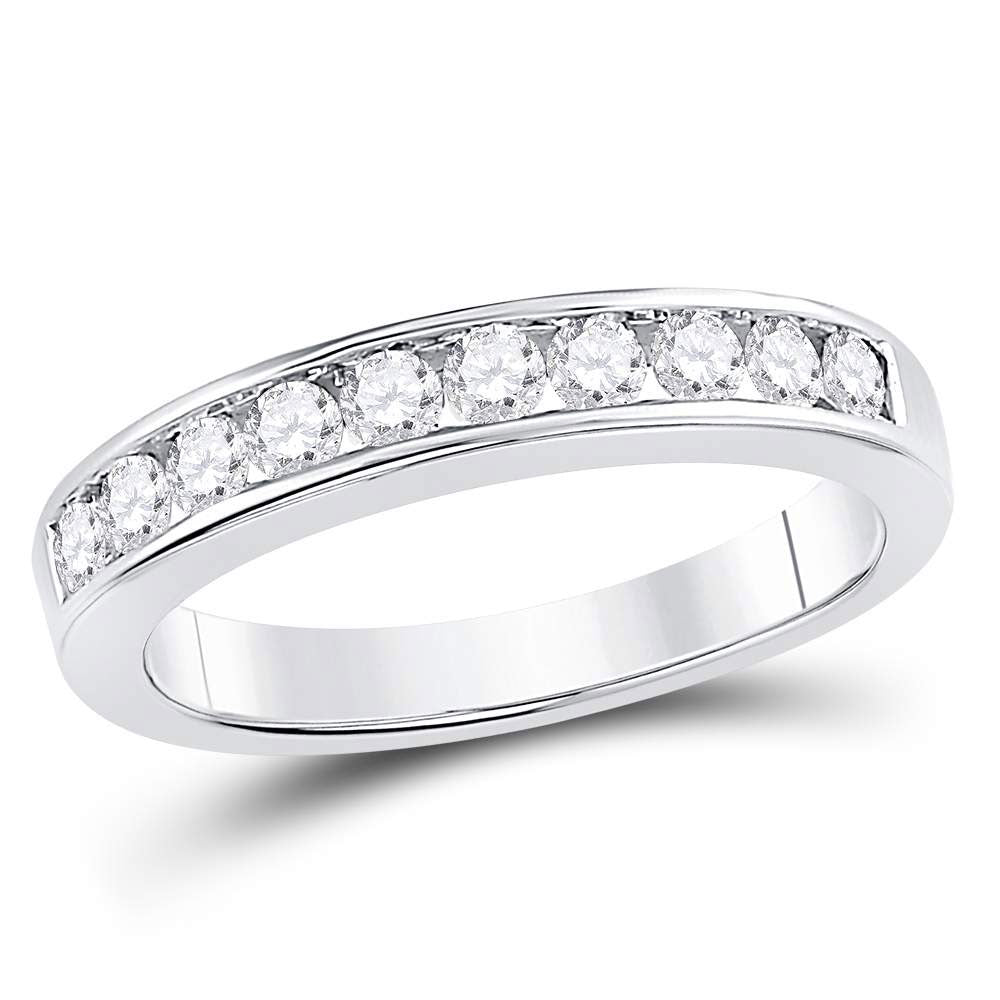 14kt White Gold Womens Round Diamond Wedding Channel Set Band 1/2 Cttw