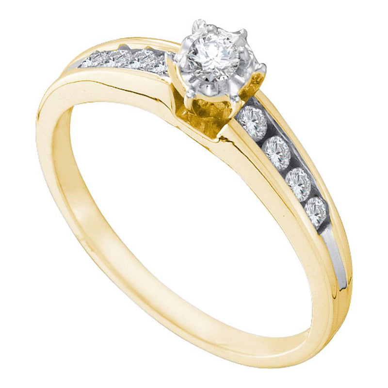 14kt Yellow Gold Round Diamond Solitaire Bridal Wedding Engagement Ring 1/4 Cttw