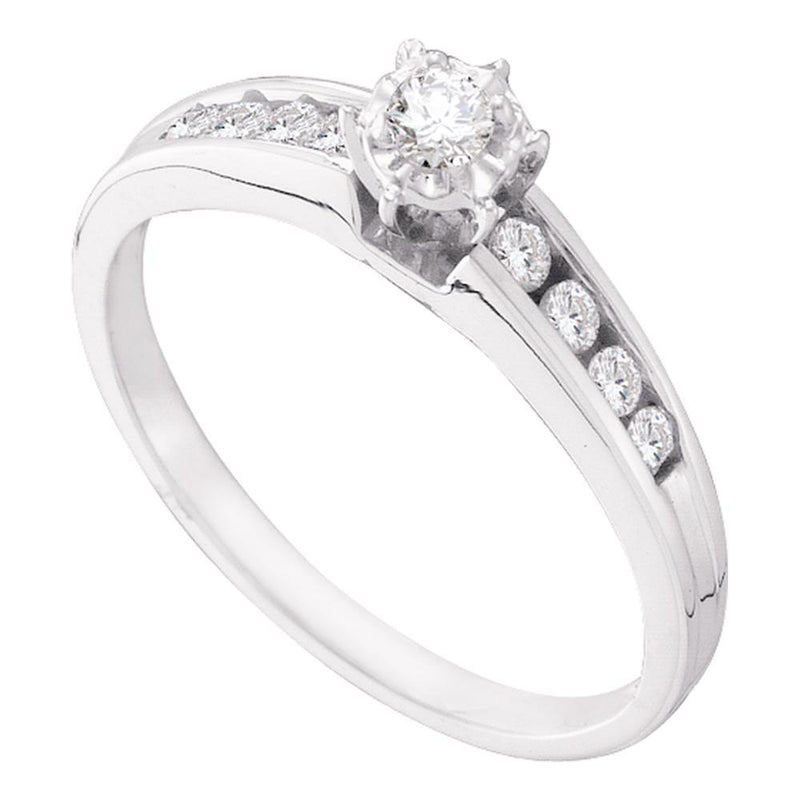 14kt White Gold Round Diamond Solitaire Bridal Wedding Engagement Ring 1/4 Cttw