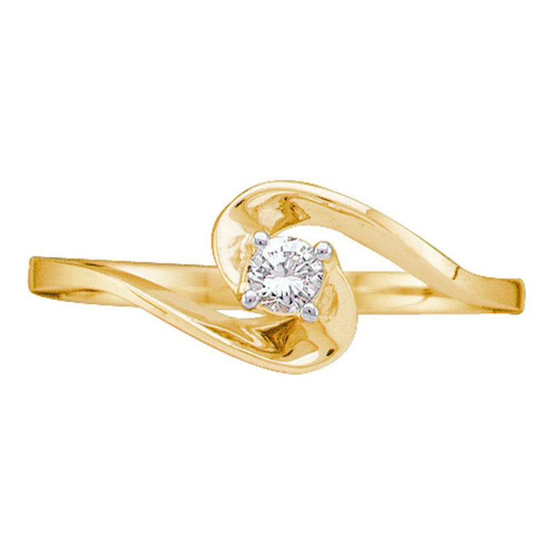 10kt Yellow Gold Womens Round Diamond Round Swirl Promise Ring 1/10 Cttw