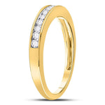 14kt Yellow Gold Womens Round Channel-set Diamond Single Row Wedding Band 1/4 Cttw