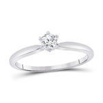 14kt White Gold Womens Round Diamond Solitaire Bridal Wedding Engagement Ring 1/5 Cttw