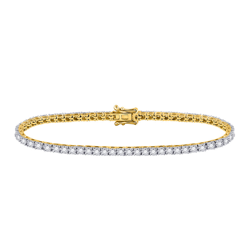 10kt Yellow Gold Womens Round Diamond Classic Tennis Bracelet 1 Cttw