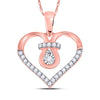 10kt Rose Gold Womens Round Diamond Knot Heart Pendant 1/8 Cttw