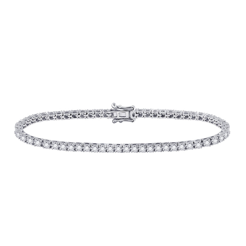 10kt White Gold Womens Round Diamond Classic Tennis Bracelet 1 Cttw