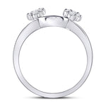 14kt White Gold Womens Round Diamond Wrap Ring Guard Enhancer 1/4 Cttw