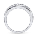 14kt White Gold Mens Round Diamond Milgrain Wedding Band Ring 1/2 Cttw