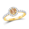 14kt Yellow Gold Round Brown Diamond Solitaire Bridal Wedding Engagement Ring 1 Cttw