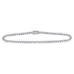 10kt White Gold Womens Round Diamond Studded Tennis Bracelet 1-1/5 Cttw