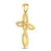 10kt Yellow Gold Womens Round Diamond Woven Cross Pendant 1/5 Cttw