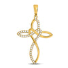 10kt Yellow Gold Womens Round Diamond Woven Cross Pendant 1/5 Cttw