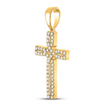 10kt Yellow Gold Womens Round Diamond Roman Cross Pendant 1/3 Cttw