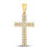 10kt Yellow Gold Womens Round Diamond Roman Cross Pendant 1/3 Cttw