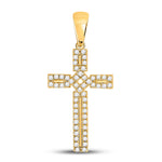 10kt Yellow Gold Womens Round Diamond Roman Cross Pendant 1/3 Cttw