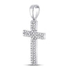 10kt White Gold Womens Round Diamond Roman Cross Pendant 1/3 Cttw