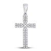 10kt White Gold Womens Round Diamond Roman Cross Pendant 1/3 Cttw