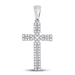 10kt White Gold Womens Round Diamond Roman Cross Pendant 1/3 Cttw