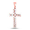 10kt Rose Gold Womens Round Diamond Roman Cross Pendant 1/3 Cttw