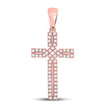 10kt Rose Gold Womens Round Diamond Roman Cross Pendant 1/3 Cttw