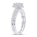 14kt White Gold Oval Diamond Bridal Wedding Ring Band Set 1-1/3 Cttw