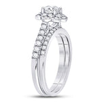 14kt White Gold Round Diamond Bridal Wedding Ring Band Set 1 Cttw