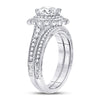 14kt White Gold Round Diamond Bridal Wedding Ring Band Set 1-1/5 Cttw