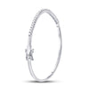 14kt White Gold Womens Round Diamond Curved Bangle Bracelet 1 Cttw