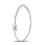 14kt White Gold Womens Round Diamond Curved Bangle Bracelet 1 Cttw