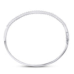 14kt White Gold Womens Round Diamond Curved Bangle Bracelet 1 Cttw