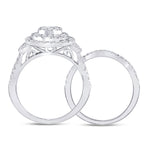 14kt White Gold Princess Diamond Bridal Wedding Ring Band Set 3/4 Cttw