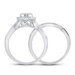 14kt White Gold Princess Diamond Bridal Wedding Ring Band Set 1/2 Cttw