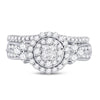 14kt White Gold Princess Diamond Bridal Wedding Ring Band Set 1 Cttw