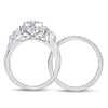 14kt White Gold Princess Diamond Bridal Wedding Ring Band Set 1 Cttw