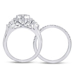 14kt White Gold Princess Diamond Bridal Wedding Ring Band Set 1 Cttw