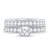 14kt White Gold Round Diamond Bridal Wedding Ring Band Set 1 Cttw