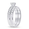 14kt White Gold Round Diamond Bridal Wedding Ring Band Set 1 Cttw