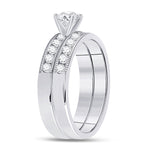 14kt White Gold Round Diamond Bridal Wedding Ring Band Set 1 Cttw