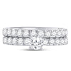 14kt White Gold Round Diamond Bridal Wedding Ring Band Set 1 Cttw