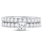 14kt White Gold Round Diamond Bridal Wedding Ring Band Set 1 Cttw