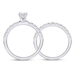 14kt White Gold Round Diamond Bridal Wedding Ring Band Set 1 Cttw