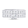 14kt White Gold Round Diamond Bridal Wedding Ring Band Set 1-1/3 Cttw