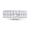 14kt White Gold Round Diamond Bridal Wedding Ring Band Set 1-1/3 Cttw