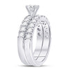 14kt White Gold Round Diamond Bridal Wedding Ring Band Set 1-1/3 Cttw