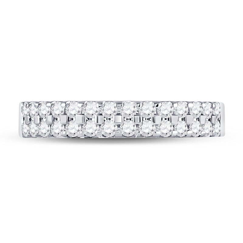 14kt White Gold Womens Round Diamond Wedding Machine-Set Band 1/2 Cttw