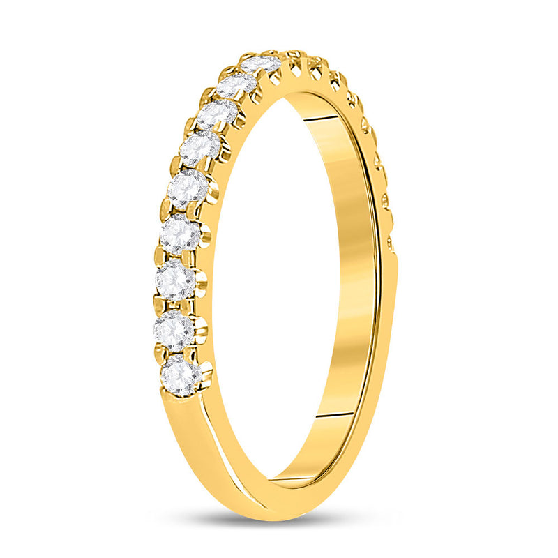 14kt Yellow Gold Womens Round Diamond Wedding Machine-Set Band 1/2 Cttw