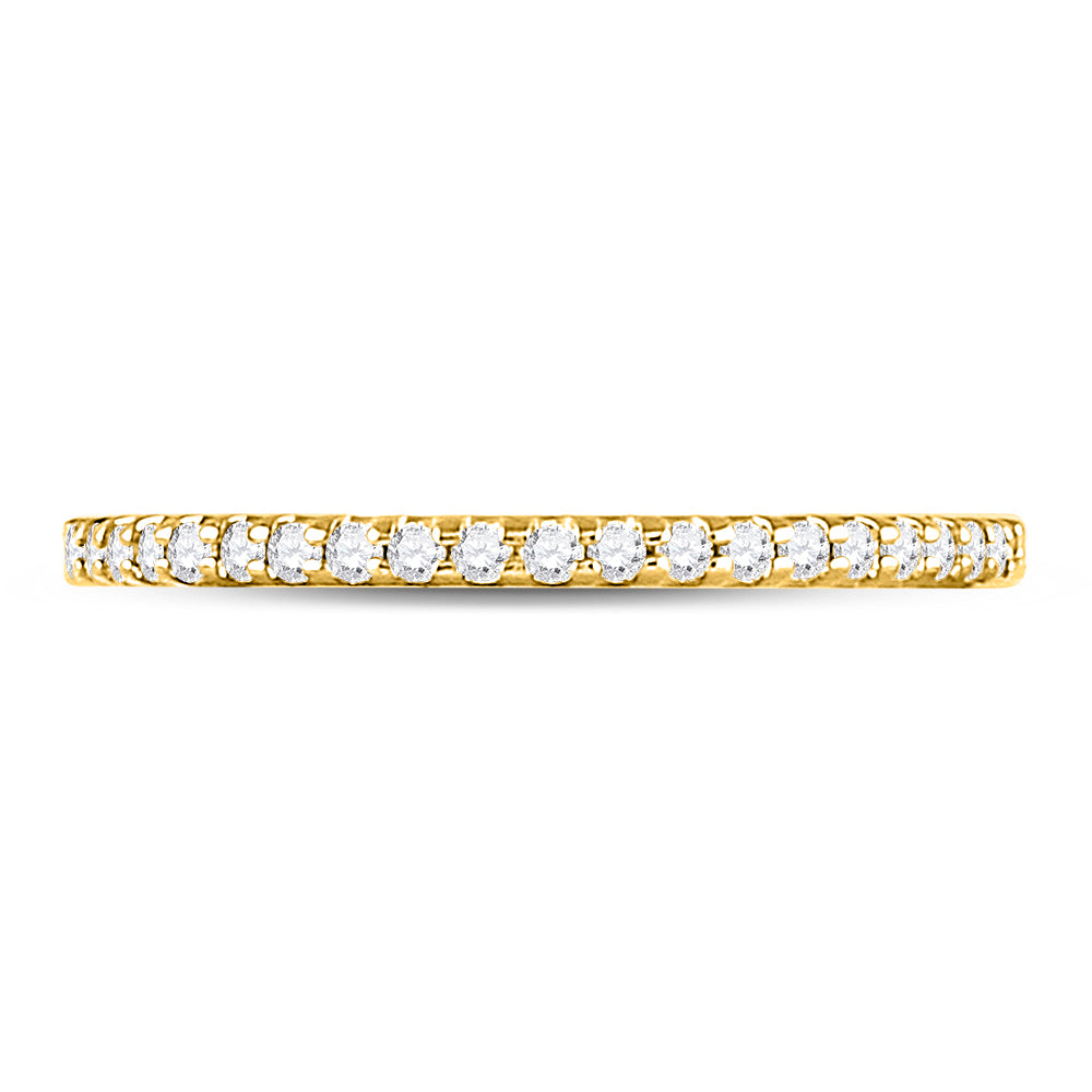 14kt Yellow Gold Womens Round Diamond Wedding Machine-Set Band 1/5 Cttw