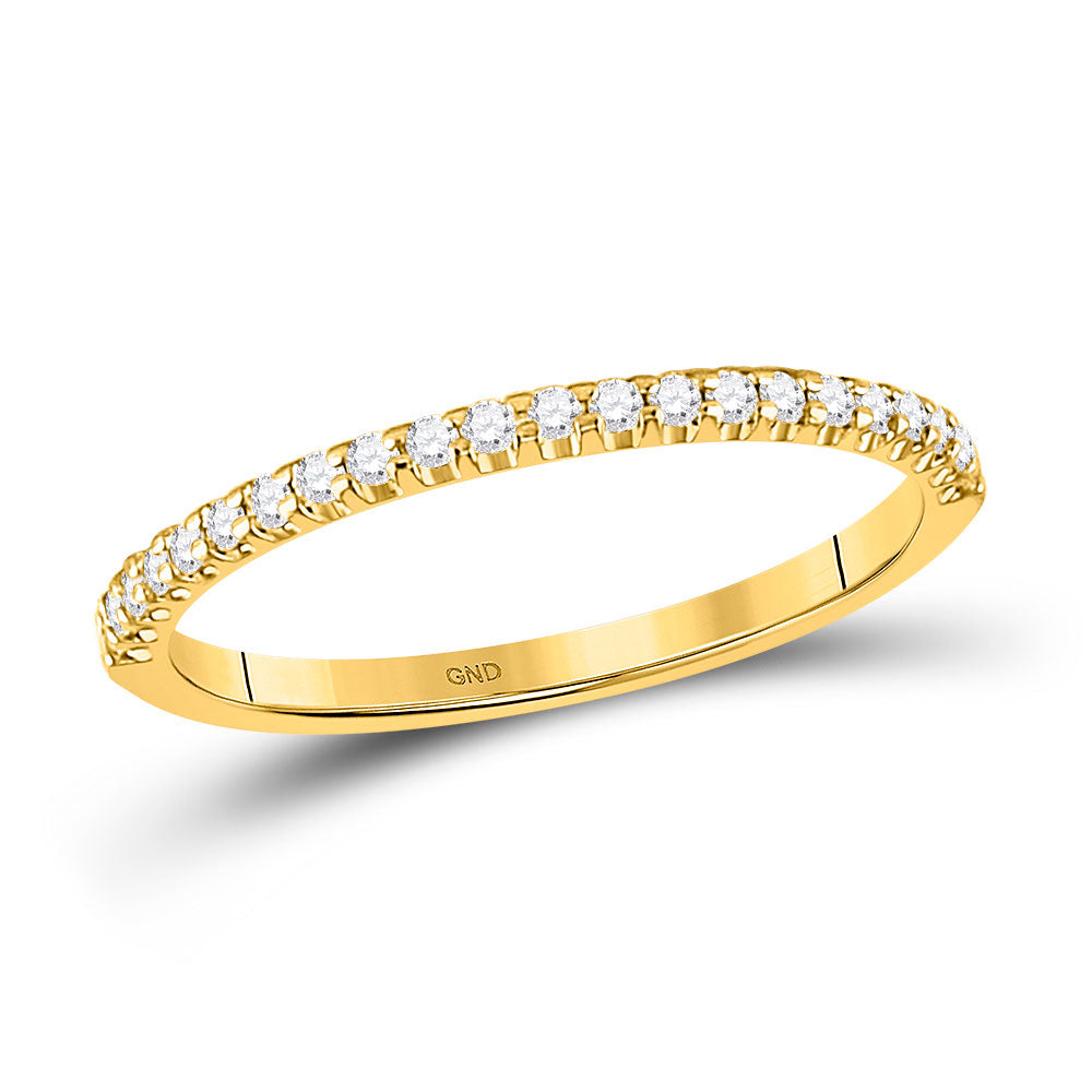 14kt Yellow Gold Womens Round Diamond Wedding Machine-Set Band 1/5 Cttw