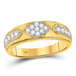 14kt Yellow Gold Mens Round Diamond Milgrain Wedding Band Ring 1/2 Cttw