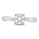 10kt White Gold Womens Round Diamond Flower Cluster Ring 1/3 Cttw